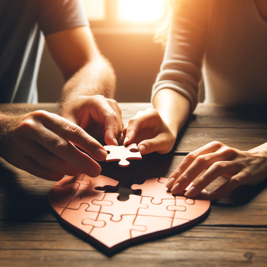 couple working a puzzle together to rebuild trust